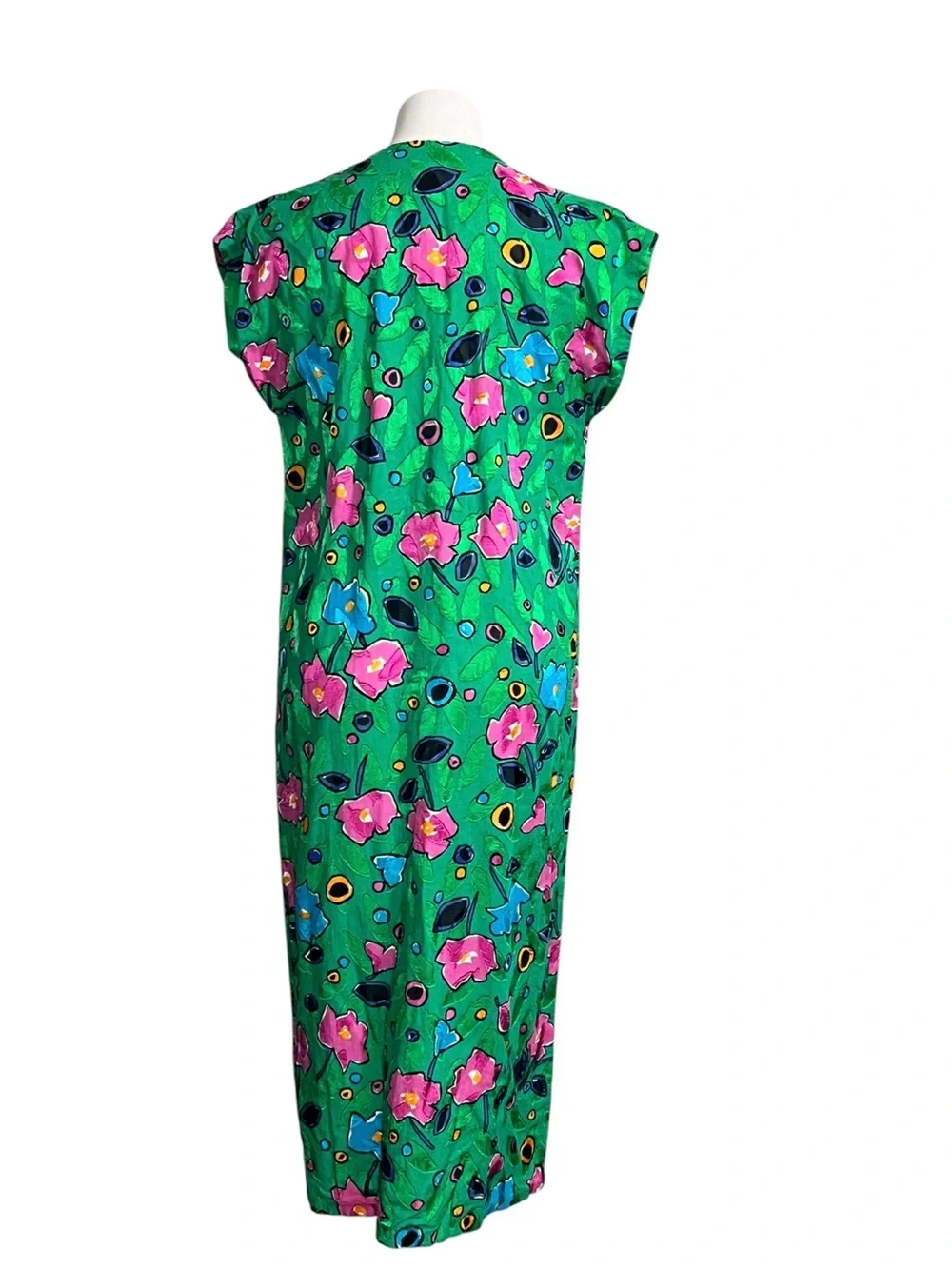 Marjorie McDonald Designs dress sz S/M handmade‎ Green Floral Maxi quiet luxury